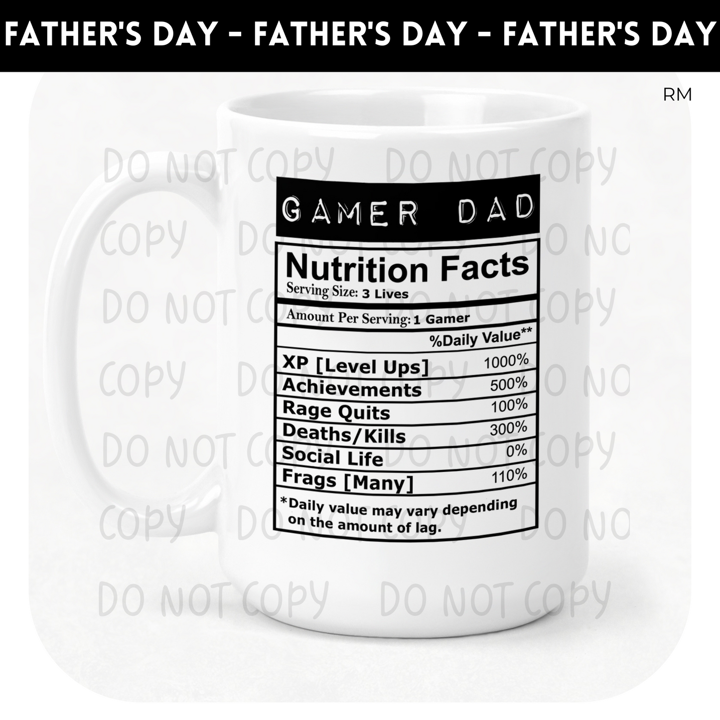 Gamer Dad Nutrition Facts 15oz Coffee Mug- Dad 31
