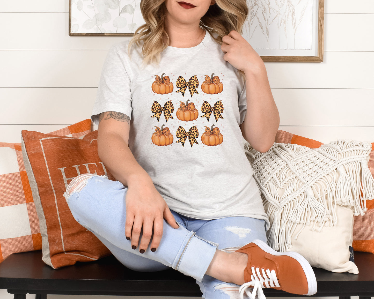 Pumpkin Coquette Bow Adult Shirt- Fall 484