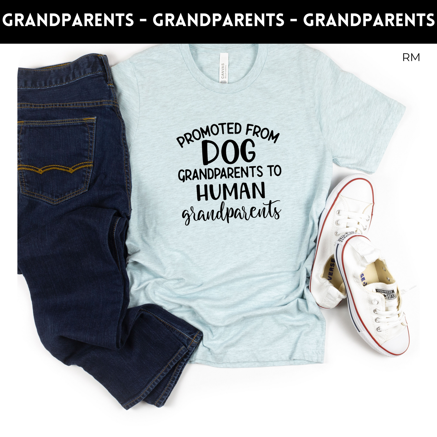 Promoted From Dog Grandparents Adult Shirt- Grandparents 120