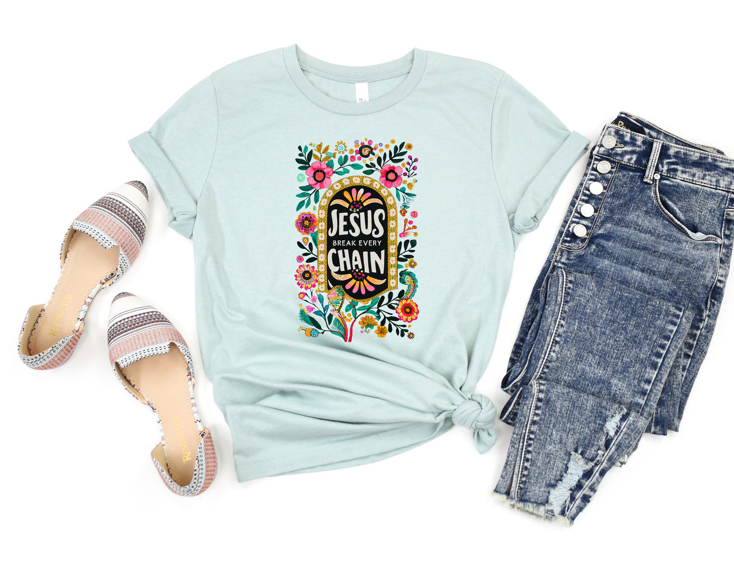 Jesus Breaks Every Chain Adult Shirt- Inspirational 946