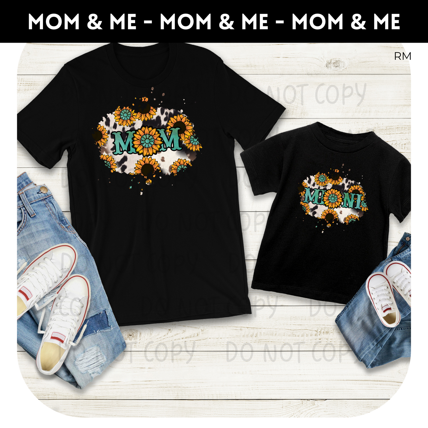Matching Mama and Mini Turquoise Sunflower Shirts- Mommy and Me 159 160