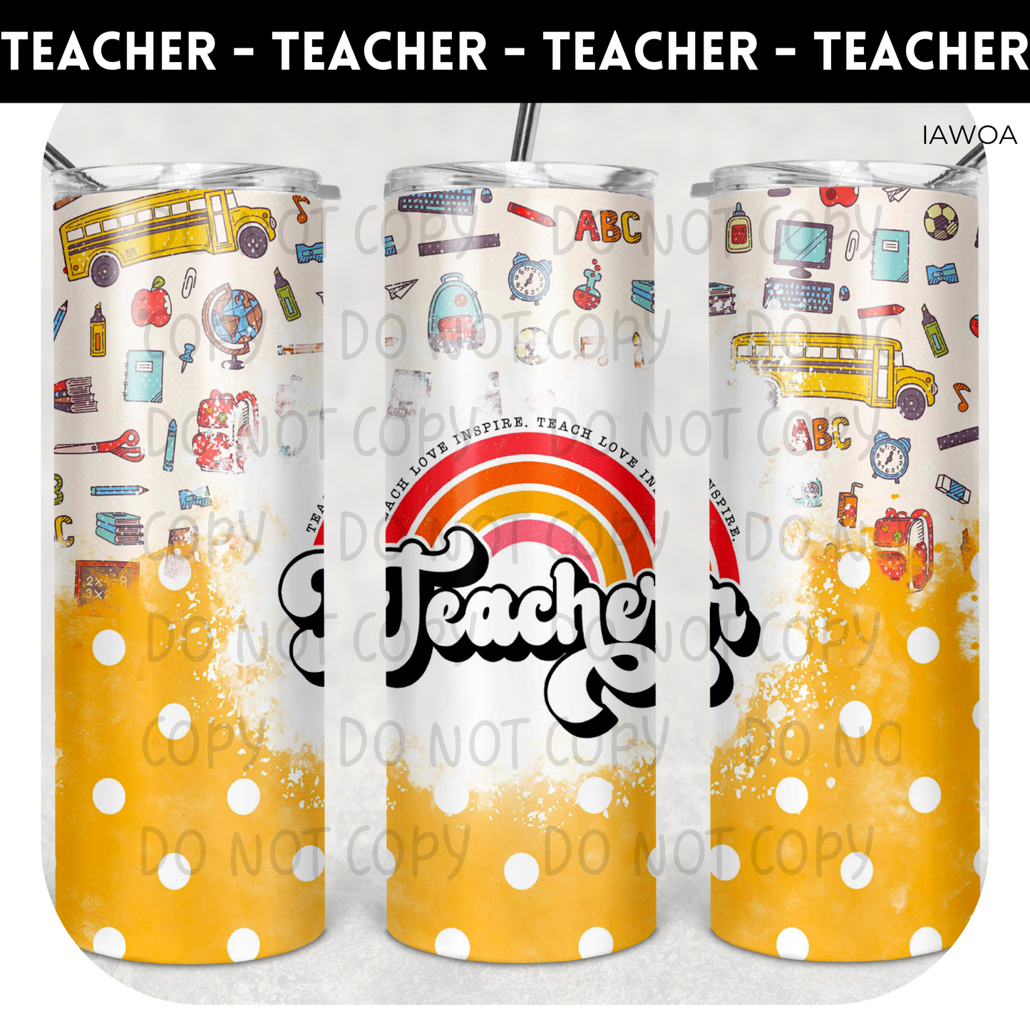 Teacher Rainbow 20oz Skinny Tumbler - Tumbler 1366