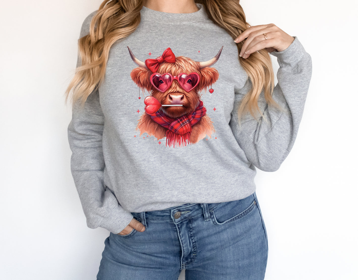 Valentine Cow Adult Sweatshirt- Valentine 576