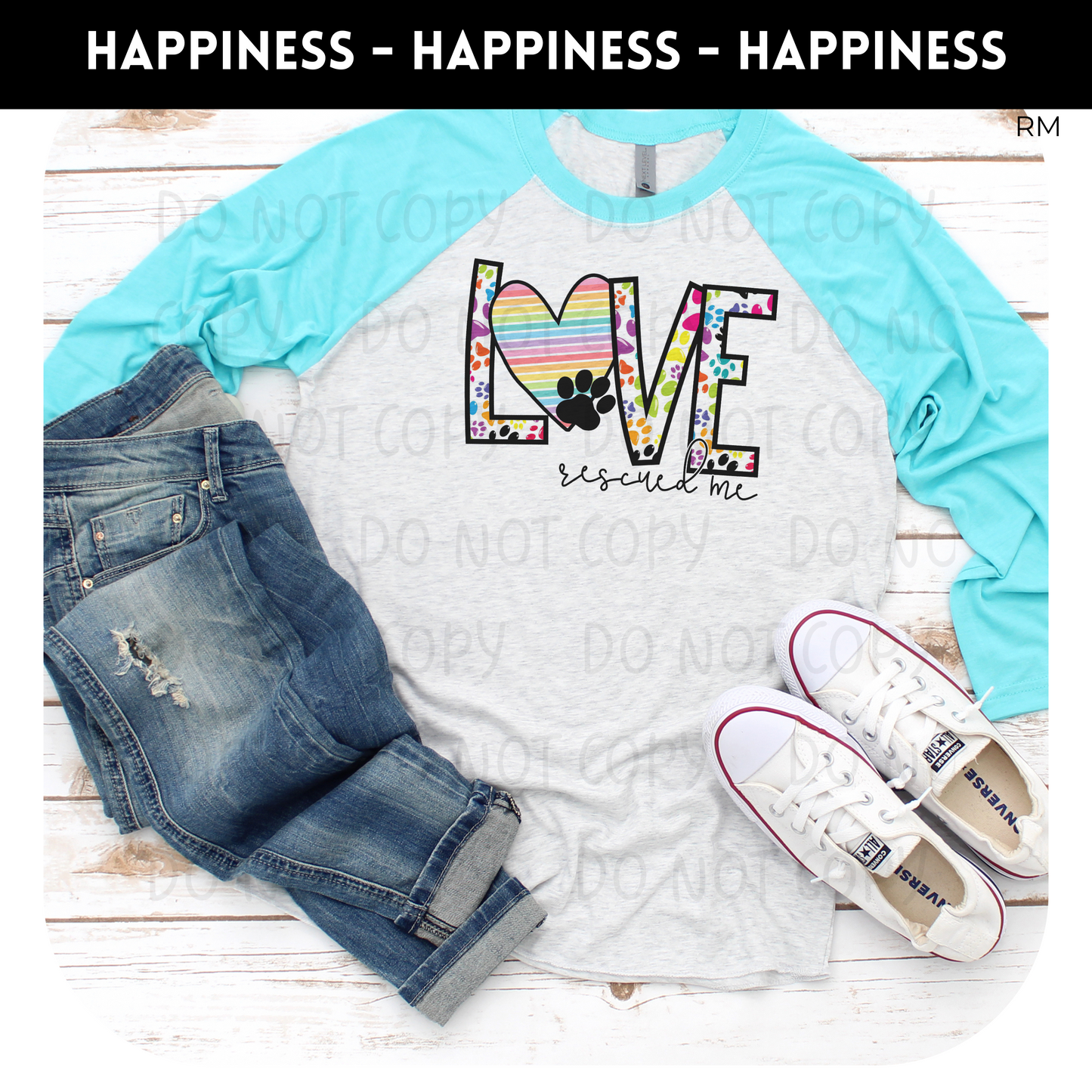 Love Rescued Me Adult Raglan- Animals 84