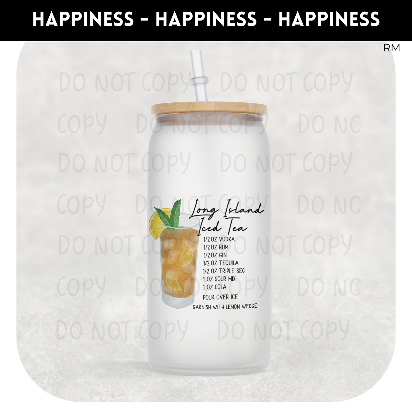 Long Island Ice Team Recipe Libby Glass Can- Cocktail Recipe 39