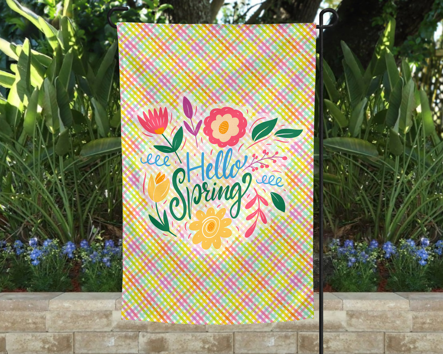 Hello Spring Plaid Garden Flag- Garden Flag 86