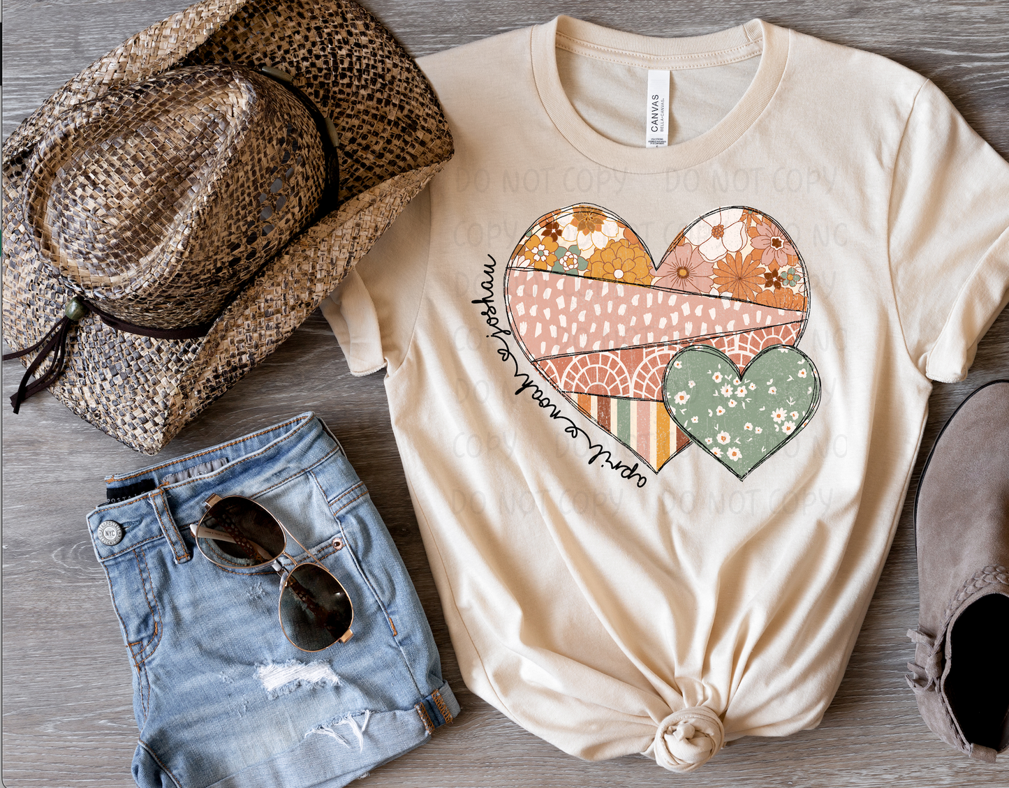 Boho Floral Heart Adult Shirt
