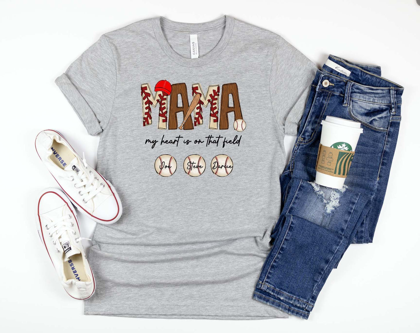 Baseball & Softball My Heart Is On That Field Short Sleeve Shirt