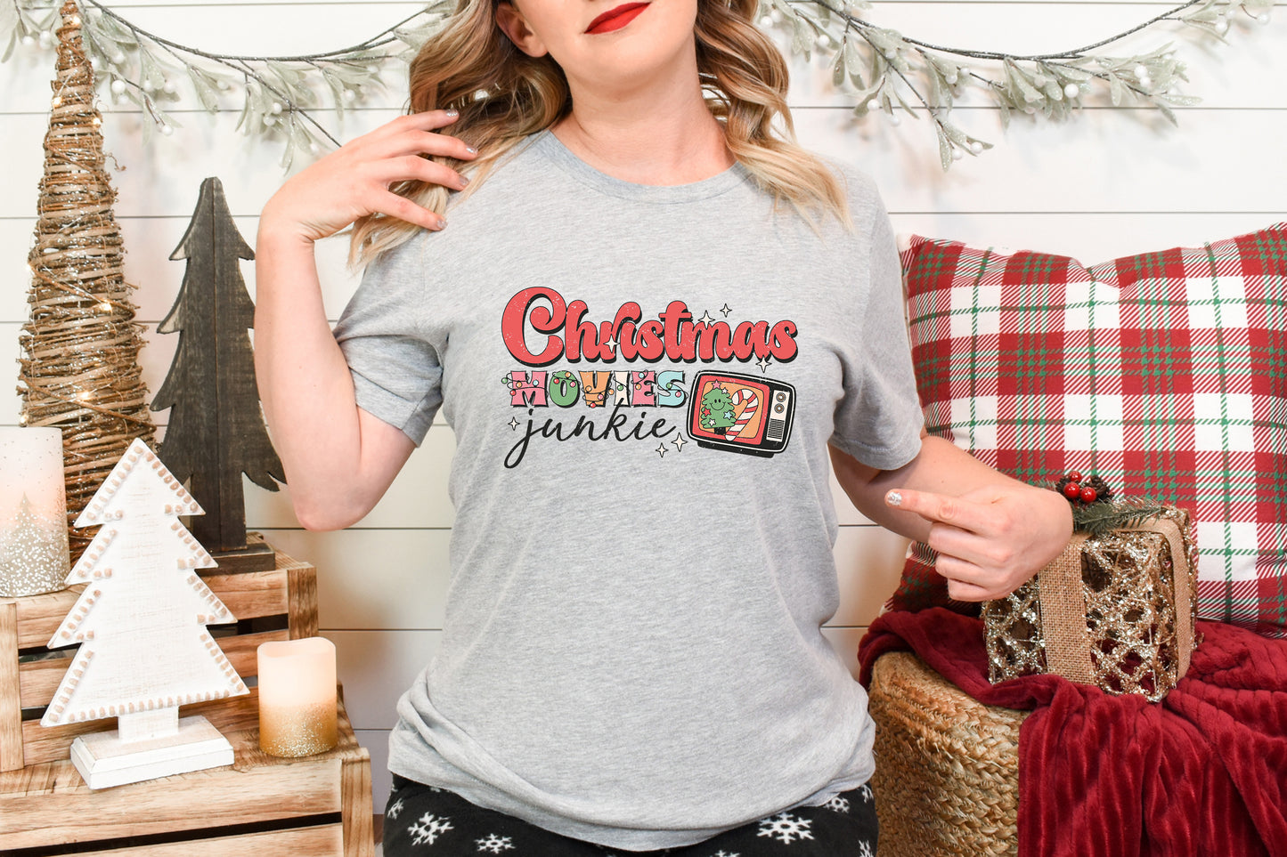 Christmas Movie Junkie Adult Shirt-Christmas 1466