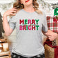 Merry and Bright Faux Embroidery Adult Shirt-Christmas 1520