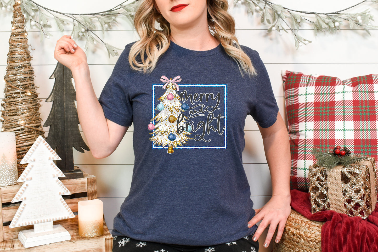 Merry and Bright Adult Shirt- Christmas 422