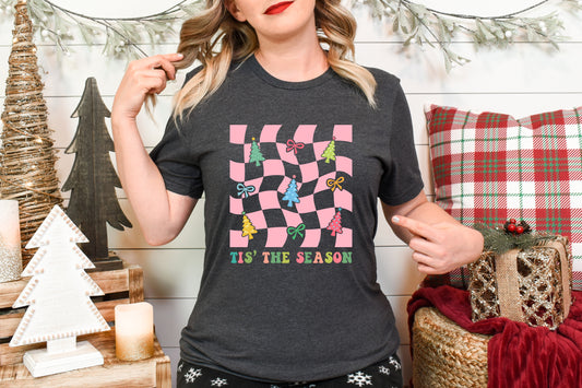 Checkered Tis The Season Adult Shirt- Christmas 1550