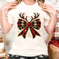 Christmas Reindeer Bow Adult Shirt- Christmas 1558