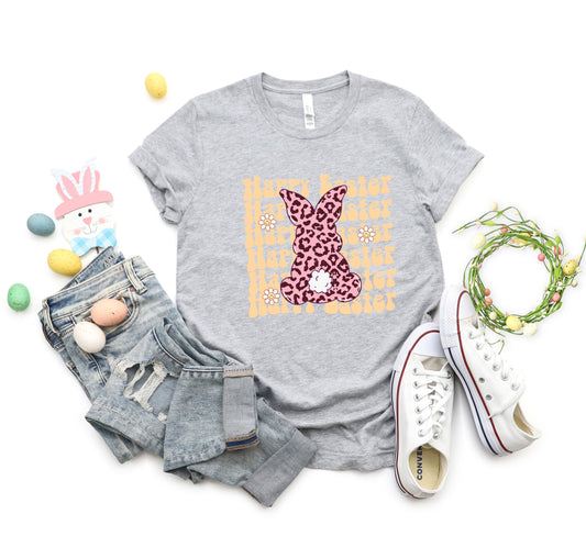 Happy Easter Pink Leopard Bunny Adult Shirt-Easter 329