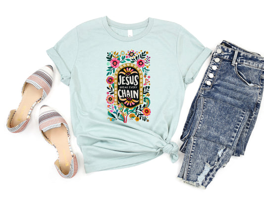 Jesus Breaks Every Chain Adult Shirt- Inspirational 946
