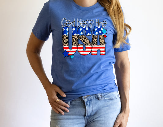 God Bless The USA Adult Shirt- July 4th 118