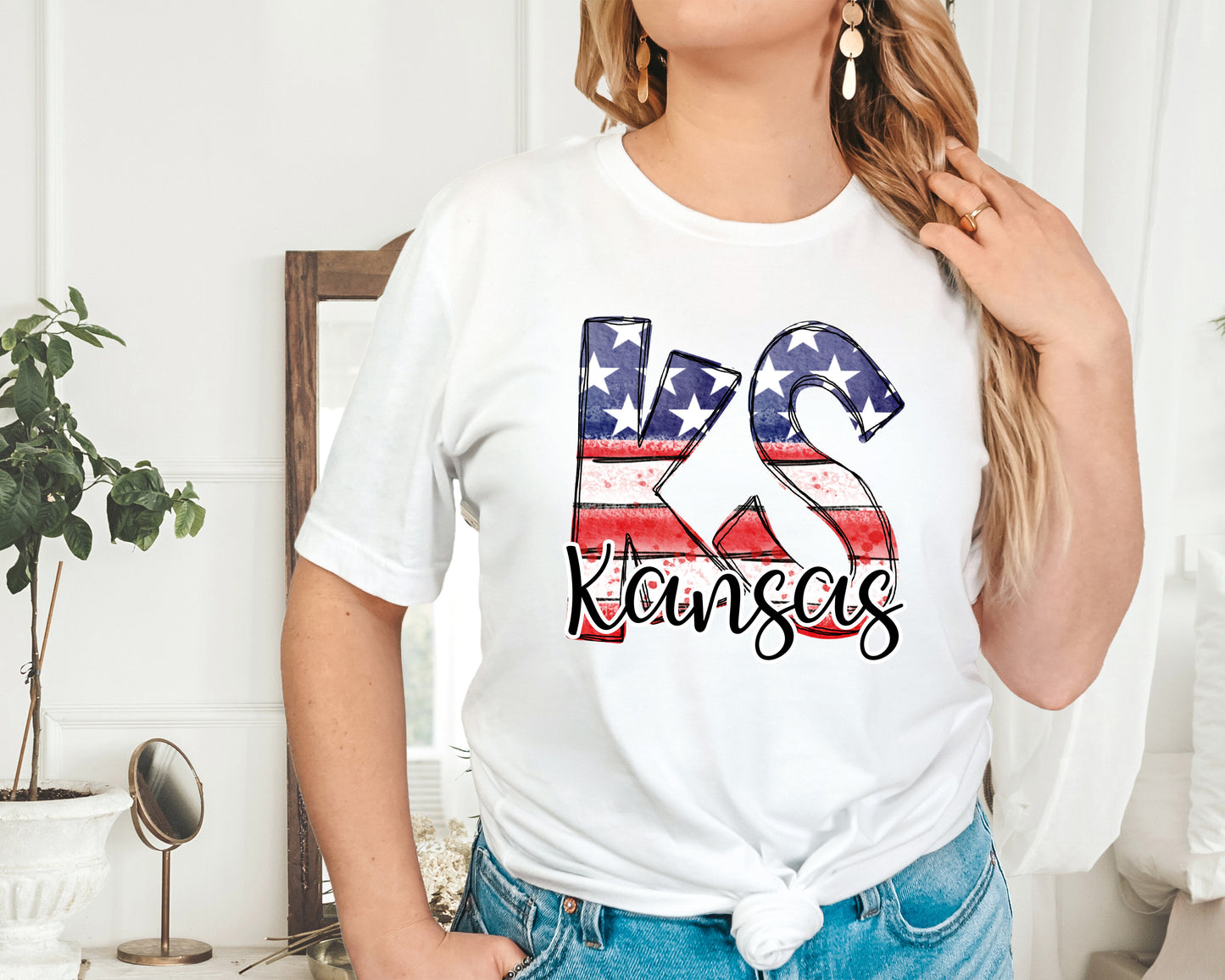Patriotic Abbreviated States Adult Shirt or Tank Top