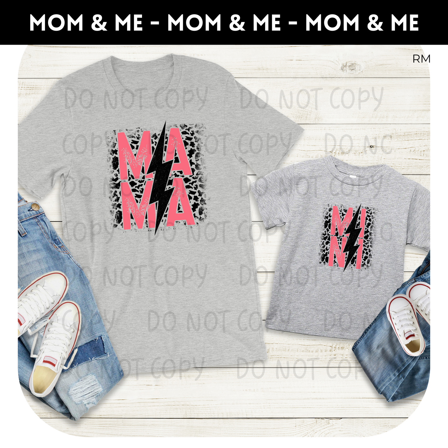 Matching Mama and Mini Pink Leopard Lightning Shirts- Mommy and Me 212 214