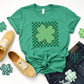 Checkered Four Leaf Clover Adult Shirt- St. Patricks 189