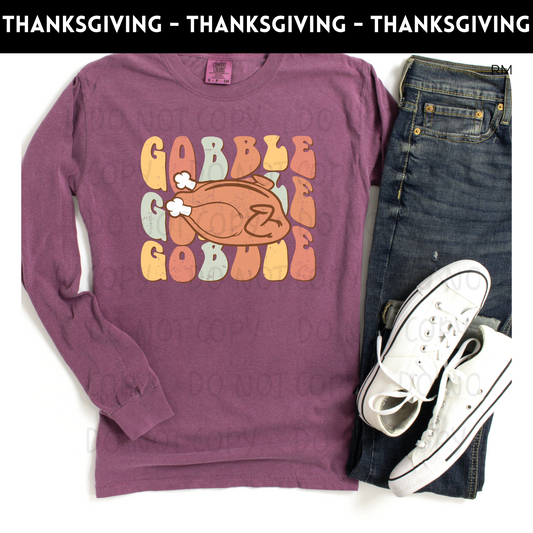 Gobble Gobble Gobble Adult Shirt- Thanksgiving 94