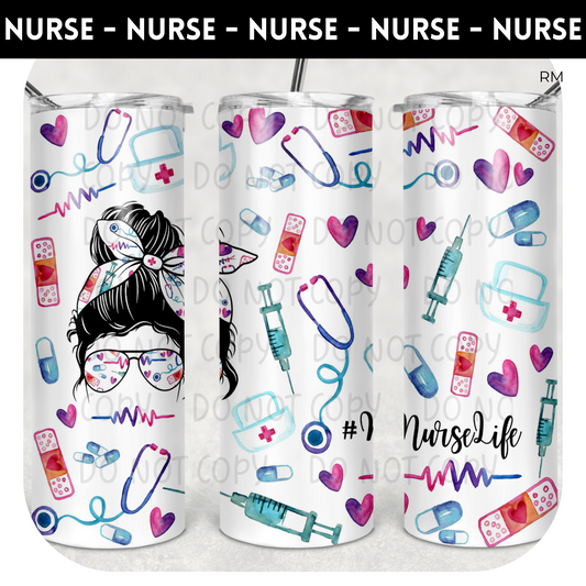 Watercolor Nurse Life 20oz Skinny Tumbler - Tumbler 1134