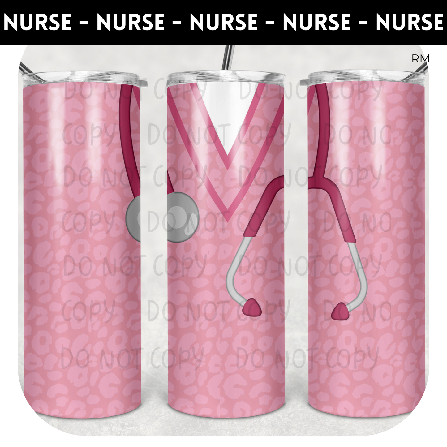 Pink Leopard Stethoscope 20oz Skinny Tumbler - Tumbler 903