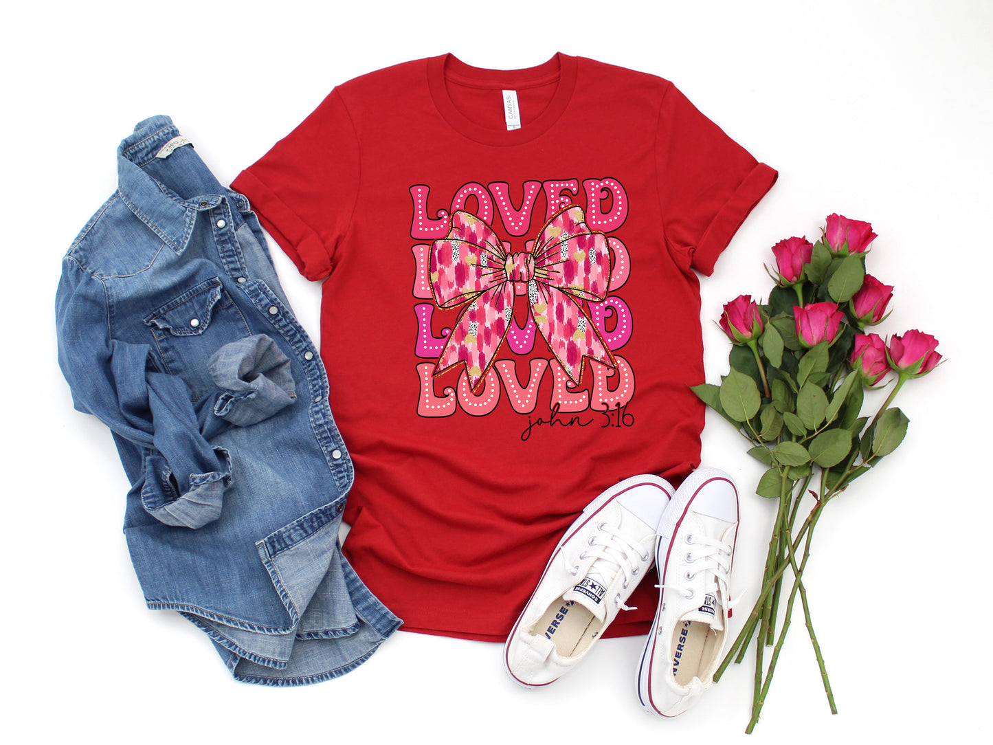 Loved John 3:16 Adult Shirt- Valentine 582