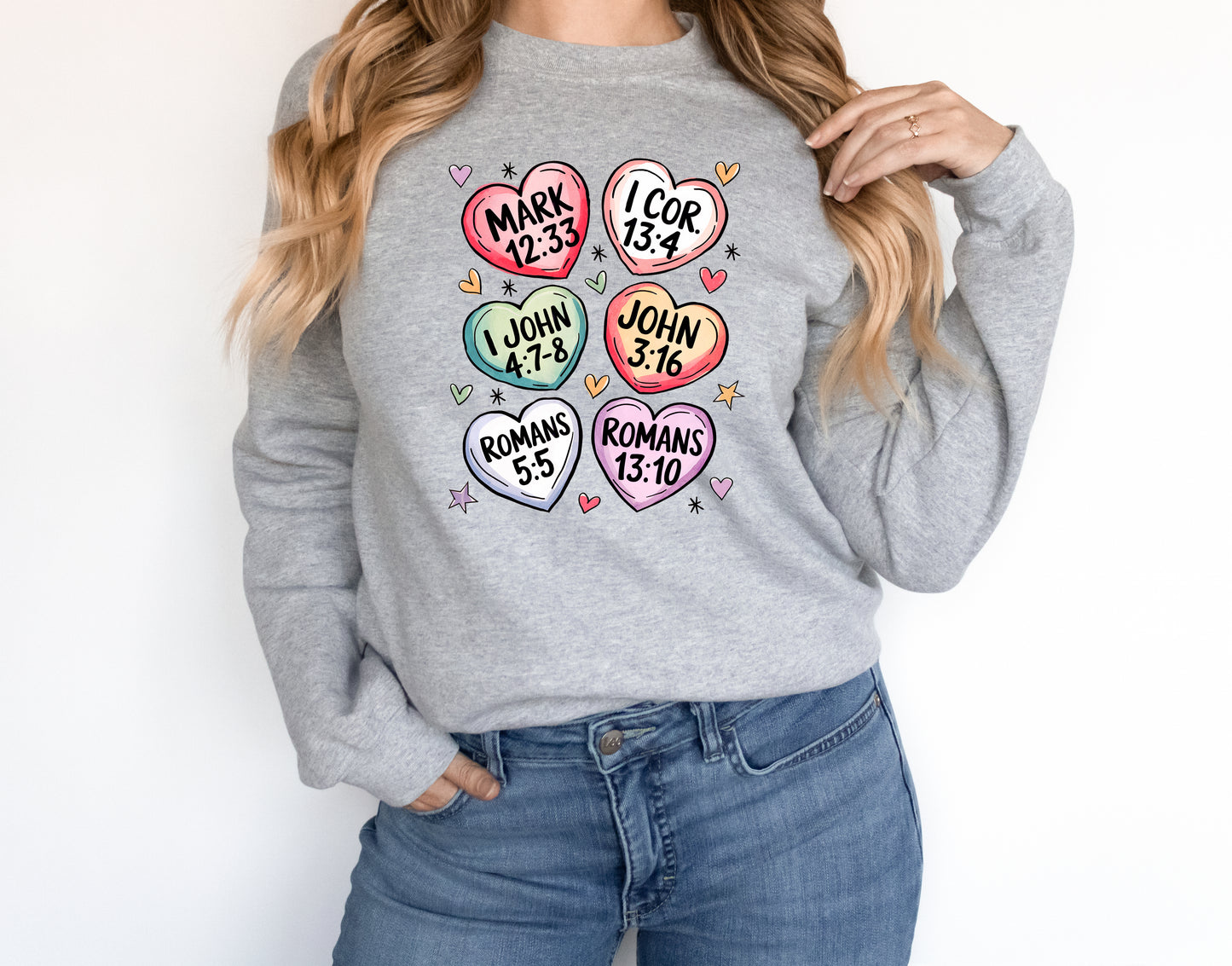 Scripture Hearts Adult Sweatshirt- Valentine 599