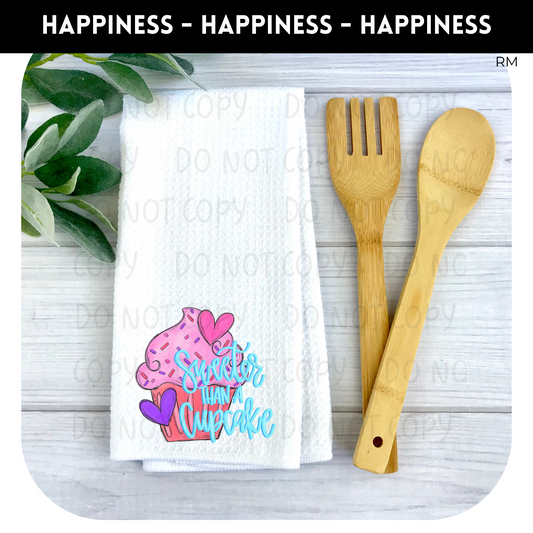 Sweeter Than Cupcake Waffle Weave Towel- Food 59