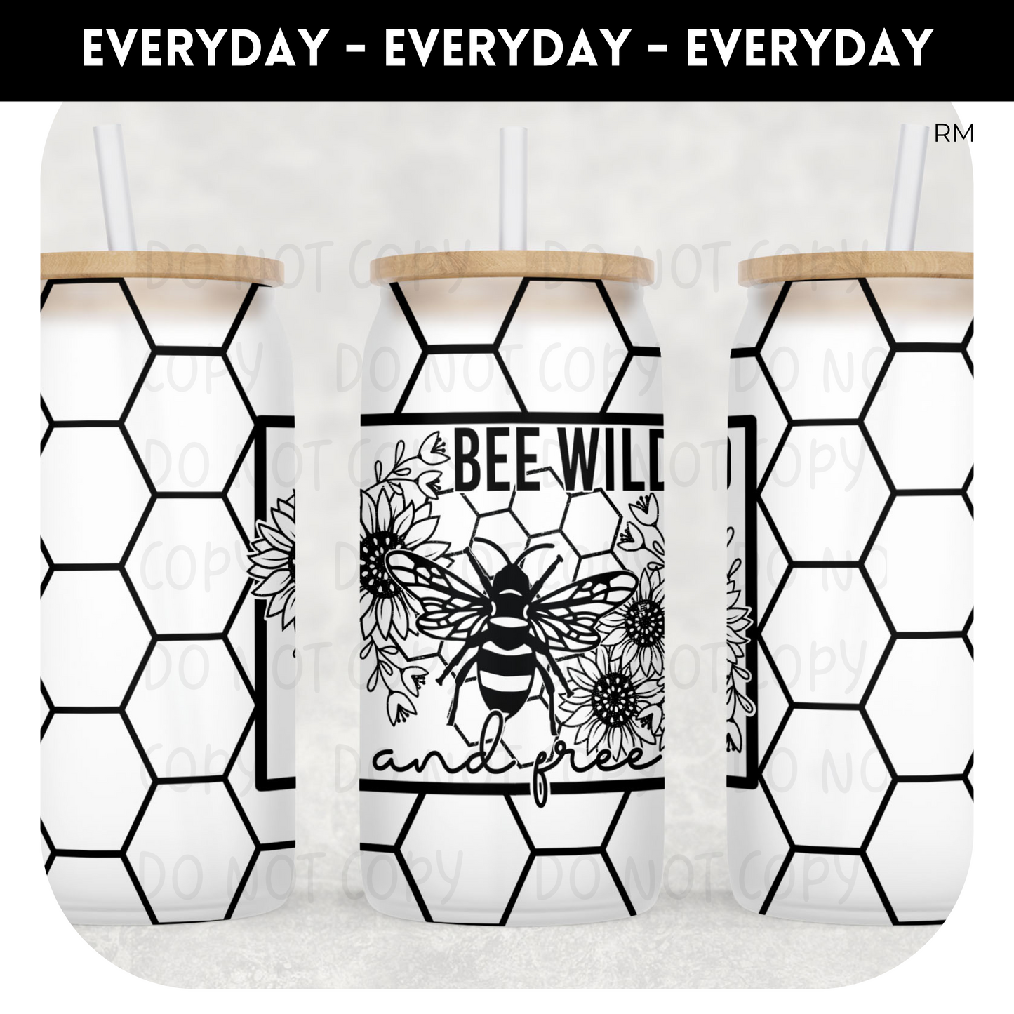 Bee Wild Libby Glass Can- Glass Can 348