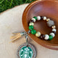 Coffee Leopard Acrylic Beaded Wristlet