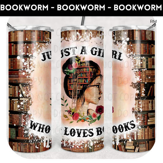 Just A Girl Who Loves Books 20oz Skinny Tumbler - Tumbler 1137