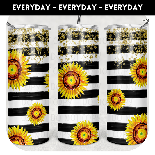 Sunflower Black and White Stripe 20oz Skinny Tumbler - Tumbler 49