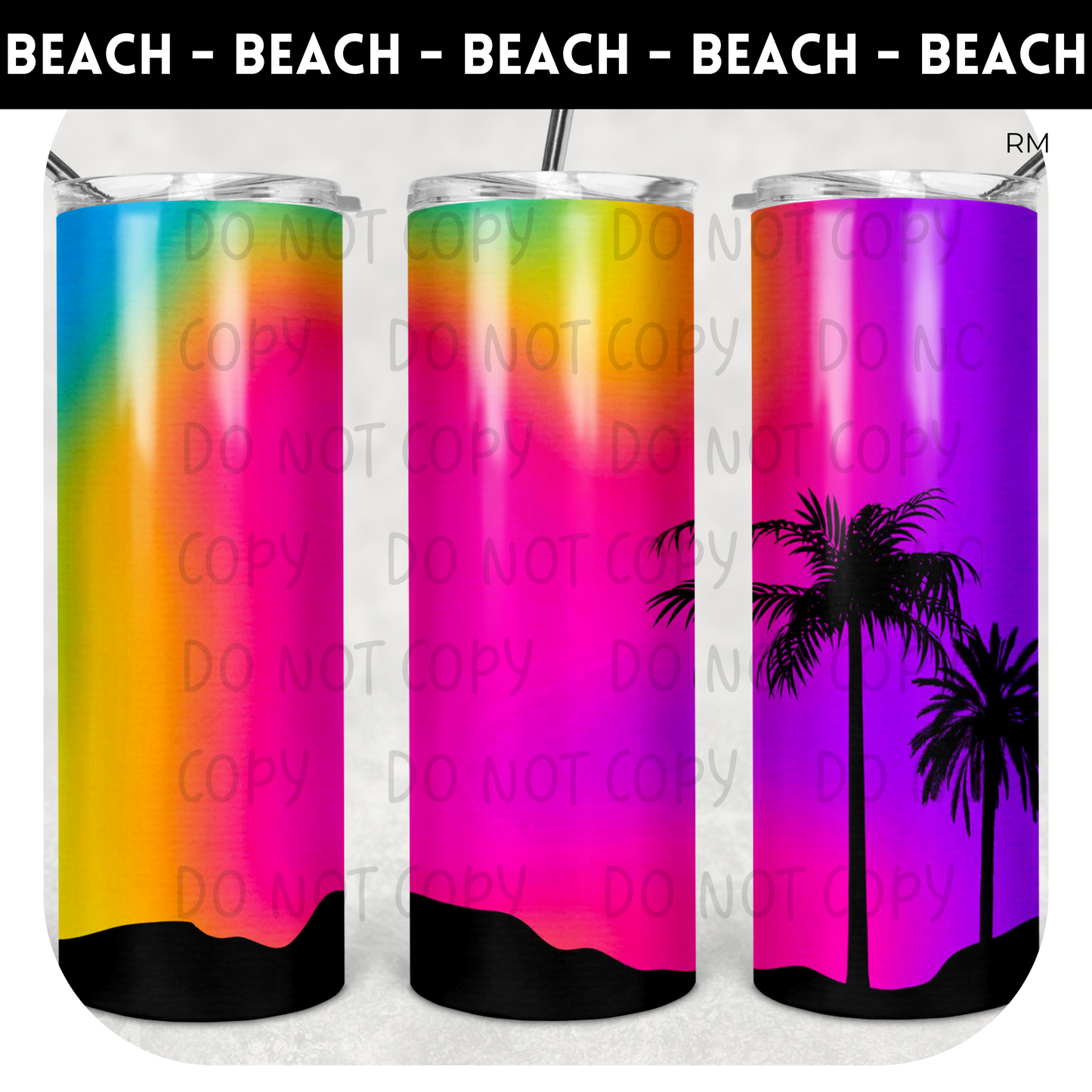 Beach Sunset 20oz Skinny Tumbler - Tumbler 1495